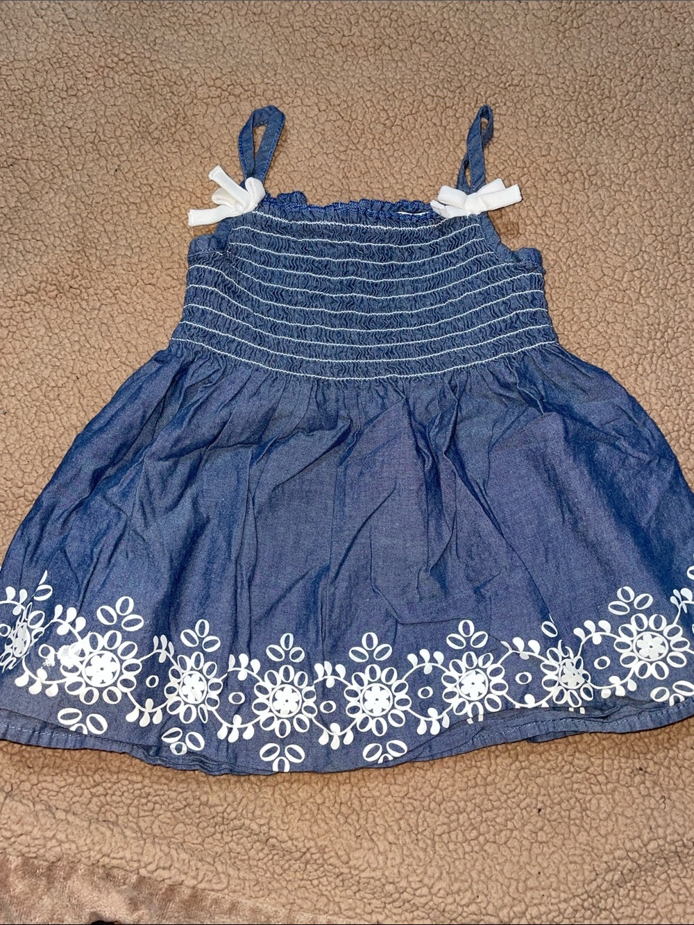 Girls Navy Blue Sleeveless Embroidered Top